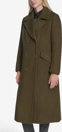 Cole Haan Womens Serge Twill Wool Coat - Medium Green Size 14