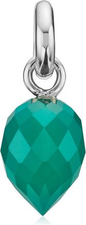 Monica Vinader Sterling Silver Fiji Bud Gemstone Pendant Charm Green Onyx
