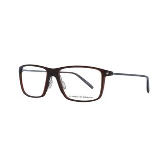 Porsche Design Glasses, male, Brown, Size: ONE SIZE Brown Trapezium Optical Frames with Case