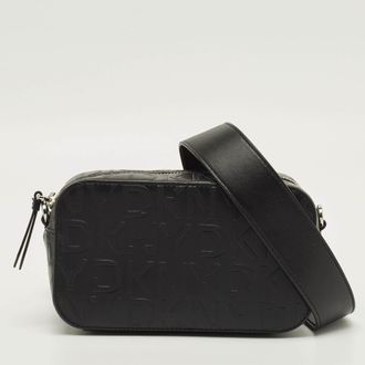 DKNY Dkny Black Monogram Embossed Leather Camera Bag