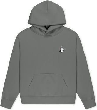 Dalix Heartly Ghost Relaxed Midweight Fleece Pullover Hoodie in Shadow at Nordstrom, Size Xx-Large