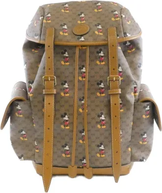 Gucci Beige Light Brown Gg Supreme Leather Backpack (Pre-Owned)