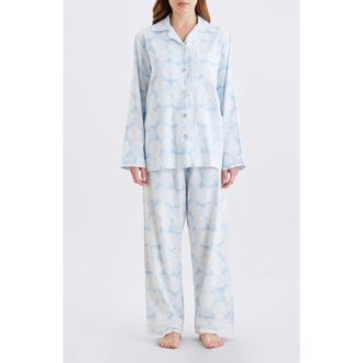 Papinelle Sleepwear Snowball Cosy Cotton Blend Pajamas in Winter Blue at Nordstrom, Size Medium