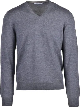 Gran Sasso Truien & Vesten, Heren, Grijs, M, Wol, Pullover met V-hals