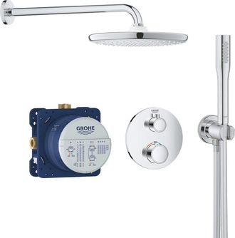 GROHE Grohtherm Conjunto De Ducha Empotrada Con Mezclador Termost&aacute;tico, Ducha Mural Xxl 250 Y Teleducha, Cromo (34727000-xxl2)