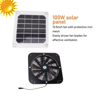 OEM Ventilador Solar De 100 W Con Panel De 13,5 Pulgadas: Ventilaci&oacute;n Para El Hogar, Invernadero Y Casa De Campo