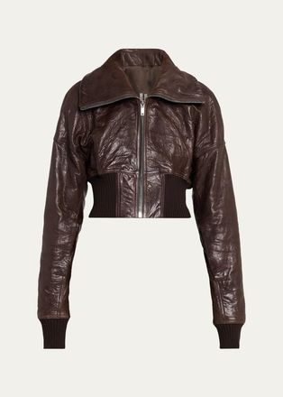 Rick Owens Dracuflight Leather Zip-Up Bomber Jacket