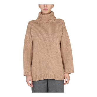 Red Valentino Turtlenecks, female, Beige, Size: M Maglia Mix Yarn And Lurex