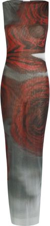 Jean Paul Gaultier Printed Mesh Maxi Dress - Red - S (UK8-10 / S)