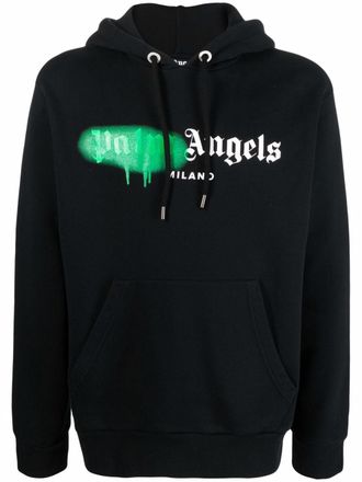 Palm Angels Felpa Milano con logo effetto spray - Nero