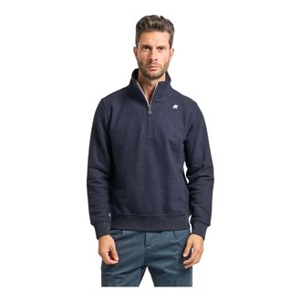 K-Way Hoodies & sweatvesten, Heren, Blauw, M, Blauwe Finnick Sweater met halve rits