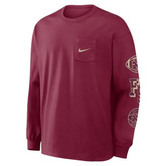 Nike Florida State Academic Max90 Pocket Nike Mens College Long-Sleeve T-Shirt in Red | 04TA69XFTN-U1K