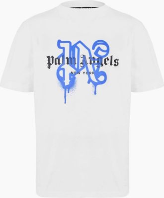Palm Angels Mens Palm Ny Mono Tee - White/Multi - Size: 34
