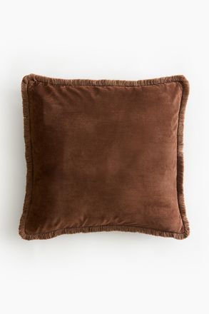H&M Kissenhülle aus Samt mit Fransen - Beige