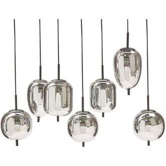 Beliani Lampadario in vetro argentato con 7 luci vetro 122 cm Tarlo