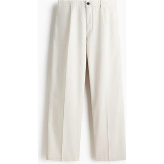 H&M Relaxed Fit Cotton And Lyocell Tailored Trousers in Light Beige at Nordstrom, Size 30
