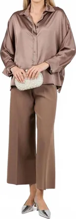 D.exterior Beaded Trim Blouse In Mocha