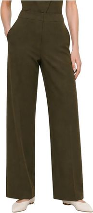 Kocca Broek met wijde pijpen en hoge taille - Dames - Straight fit broeken - Groen - 2XL - Broeken