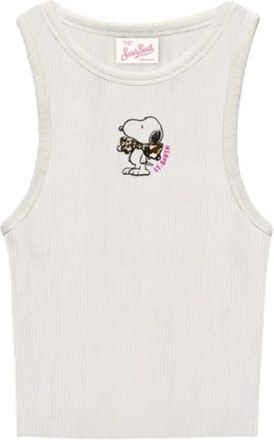 MC2 Saint Barth Sleeveless Tops, female, White, Size: S Ada Rib Tank Top