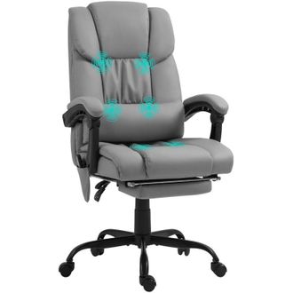 Vinsetto Vinsetto - Silla De Oficina Con Masaje Vibratorio De 6 Puntos Respaldo Alto Reclinable Altura Ajustable Reposapi&eacute;s Y Mando A Distancia Gris