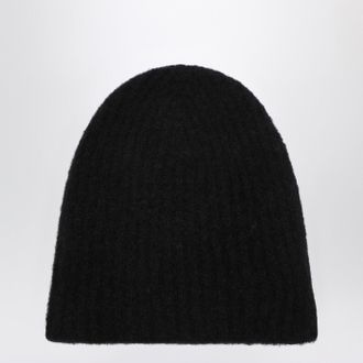 Roberto Collina Berretto nero in cashmere a coste