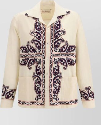 Baziszt silk embroidered cuban-collar shirt