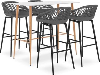 vidaXL Mesa Alta Y Taburetes De Bar 5 Piezas Blanco Y Gris Vidaxl
