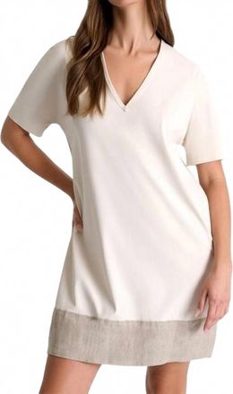 Shan Elisabeth V-Neck Dress With Lycra In Ivory With Beige Trim