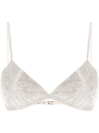 NU&Eacute; crystal-embellished spaghetti-strap bralette - women - Silk/Rhinestone - XXXL - Silver