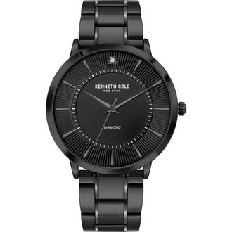 Kenneth Cole Diamond Dial Three Hand Quartz Bracelet Watch, 45mm in Black at Nordstrom Rack