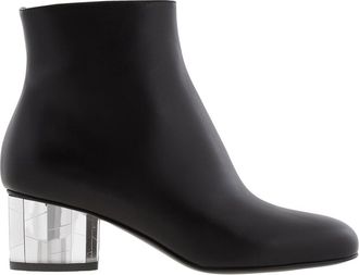Ferragamo Black Florrie 55 Block Heel Ankle Boots, Size 10.5 C
