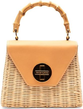 Frances Valentine Mini Midge Woven Wicker & Leather Top Handle Bag in Toast/natural at Nordstrom