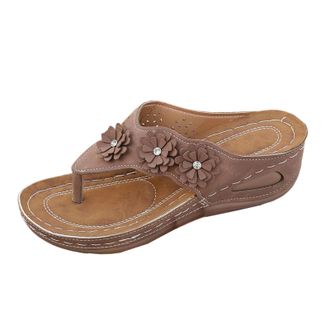 Generic Ladies Wedge Sandals Open Toe Stylish Thong Sandal Solid Color Lightweight Comfortable Breathable Classic Slip On Sandals Summer Beach