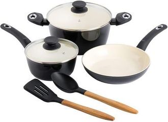 Gibson Home Plaza Cafe 7 Piece Forged Aluminum Cookware Set in Black at Nordstrom