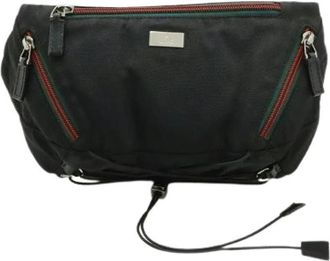 Gucci Pre-owned Nylon Canvas Heuptas - Dames - Vintage Heuptassen - Zwart - ONE Size - Nylon - Vintage