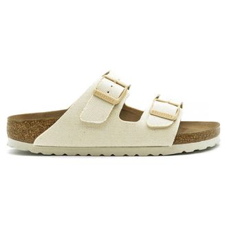 Birkenstock Arizona Rivet Logo Textile Unisex Casual Sandals - Eggshell - Size:UK 7.5