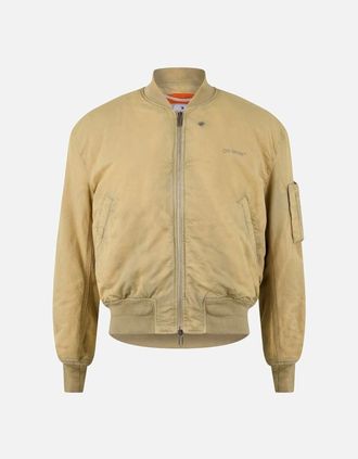 Off-white Mens Off-White Diag Tab Vintage Beige Bomber Jacket - Tan - Size: 38/Regular