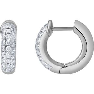 LuvMyJewelry Embrace 10K Gold Diamond Huggie Earrings - 0.85 CT in 10K White Gold at Nordstrom