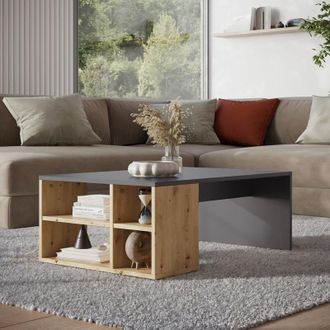 Vicco Tavolino da salotto Danny, Antracite/Artisan, 90 x 60 cm con ripiani, Vicco