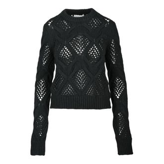 Sportmax Wolmix Gebreide Trui Narvel Model - Dames - Ronde hals truien - Zwart - L - Wol - Truien & Vesten