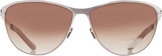 Mykita NO1 SUN-LAETITIA-SHINNY SILVER Brown Gradient Oval Unisex Sunglasses NO1 SUN-LAETITIA 051 57
