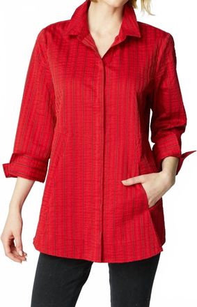 Habitat East Side Stripes Hidden Placket Shirt In Ruby