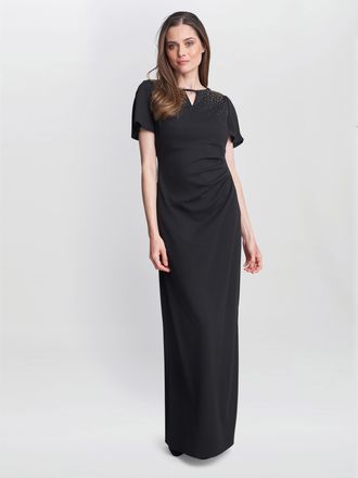 Gina Bacconi Womens Betsy Maxi Dress With Keyhole Neck - Black - Size 18 UK