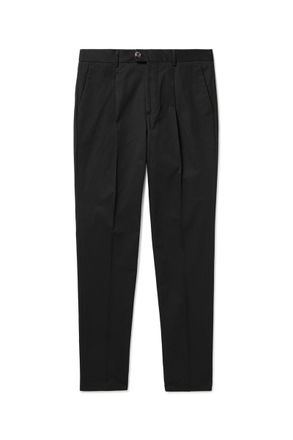 Brunello Cucinelli Tapered Pleated Cotton-Twill Trousers