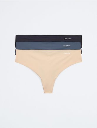 Calvin Klein Womens Invisibles 3-Pack Thong - Multi - XS