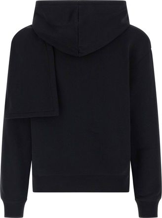Courr&egrave;ges Brushed Cotton with Tone-on-Tone Embroidery Hoodie - Black
