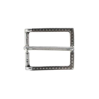 Trafalgar Store 35mm Lasered Patterned Solid Brass Italian Harness Belt Buckle in English Silver at Nordstrom