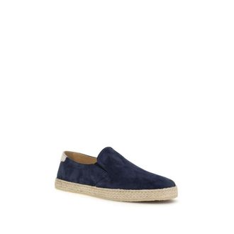 Brunello Cucinelli Mens Blue Calf Leather Bos Taurus Espadrilles Shoe