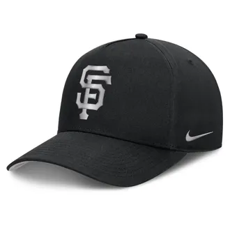Nike San Francisco Giants Rise Nike Mens Dri-FIT MLB A-Frame Trucker Adjustable Hat in Black | NB1E0FBPGIA-HWD