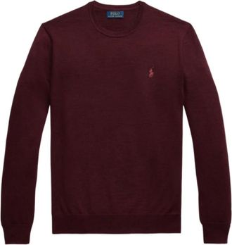 Polo Ralph Lauren Wijn Crew Neck Wol Sweatshirt - Heren - Sweatshirts - Rood - XL - Wol - Hoodies & sweatvesten